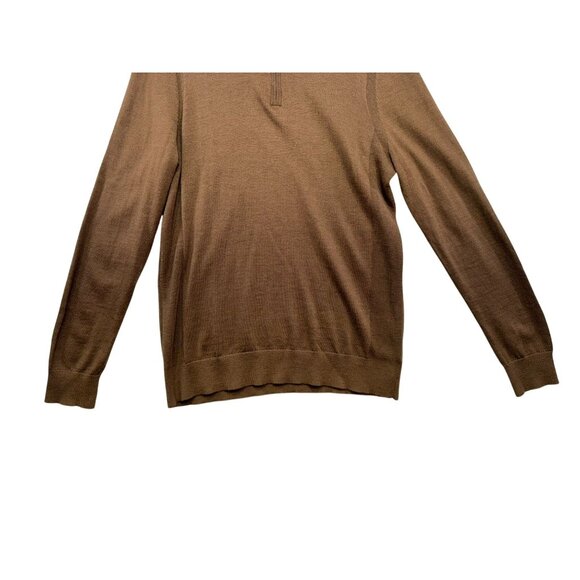 Express Mens Merino Wool Blend 1/4 Knit Sweater Large Brown - Picture 6 of 13